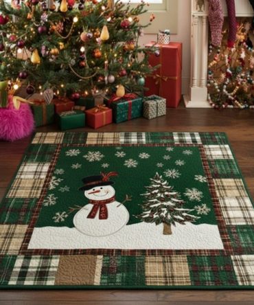 Evergreen Festive Nights Holiday Rug — Cheerful Seasonal Area Rug For Living Rooms, Entryways & Holiday Decor (Evergreen Motif, Cozy Warmth)