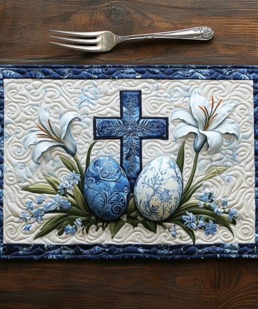 Faithful Flowers Quilted Placemat - Inspirational Floral Table Mat, Padded Cotton, Reversible Design, Machine Washable, Church Brunch Ready