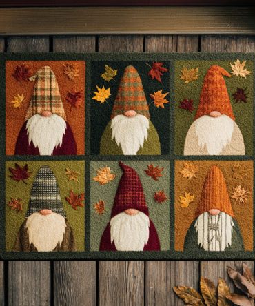 Autumn Gnome Patch Doormat — Rustic Fall Welcome Mat With Gnomes, Heavy Coir Front Door Rug For Porch, Thanksgiving & Seasonal Decor
