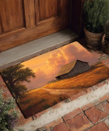Rustic Fall Western Barn Welcome Mat — Premium Autumn Doormat For Front Porch, Patio & Country Entryway Decoration, Durable Low-Profile