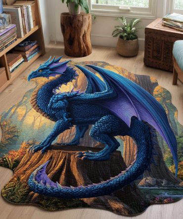 Fantasy Dragon Shaped Rug - Bold Custom-Shape Kids’ Floor Mat, Soft Low-Pile Accent For Playrooms, Bedrooms & Themed Spaces