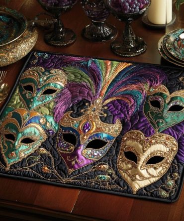 Feathered Elegance Quilted Placemat — Lightweight Quilted Table Mat with Soft Texture, Protective Backing for Casual & Formal Dining