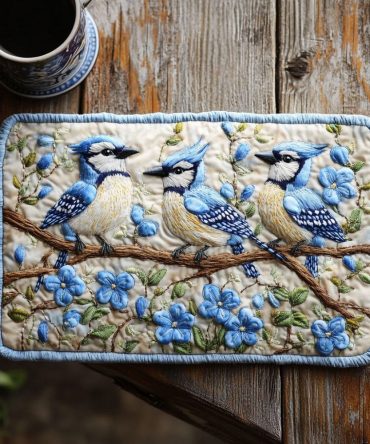 Feathered Tranquility Quilted Placemat — Soft Washable Dining Mat with Delicate Feather Motif, Cushioned Table Protection & Stylish Accent