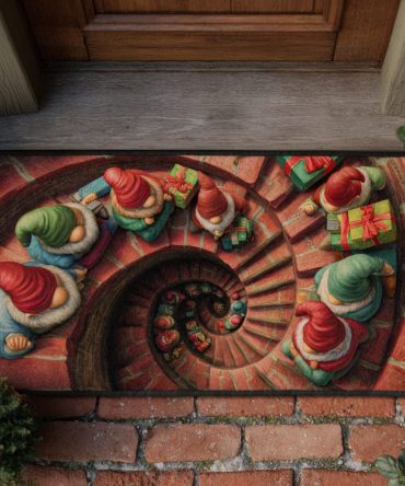 Festive Christmas Grotto Entrance Rug — Vibrant Holiday Doormat To Create A Warm, Welcoming Front Porch Or Foyer Display