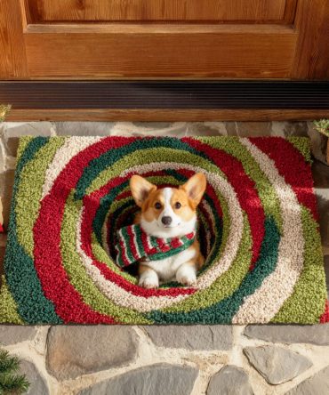 Festive Corgi Holiday Welcome Mat — Charming Pembroke Corgi Front Door Rug, Durable Coir, Seasonal Accent & Perfect Gift For Dog Fans