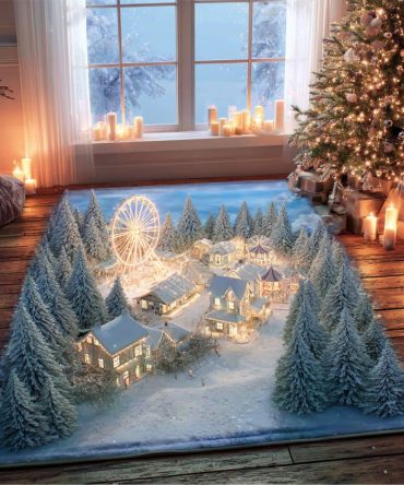 Festive Fairground Colorful Area Rug - Carnival-Inspired Pattern, Durable Low-Pile Floor Rug For Playrooms, Living Rooms & Events