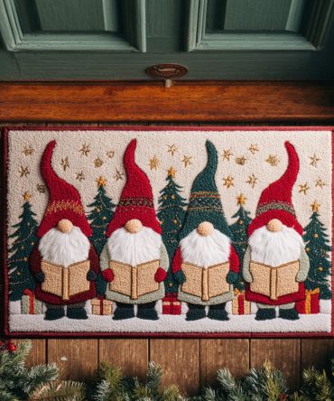 Festive Friends Coir Welcome Mat - Holiday Cheer Doormat, Durable Outdoor/Indoor Seasonal Porch Mat With Playful Characters