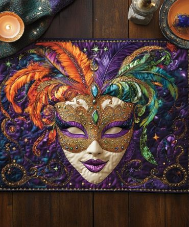 Holiday Festive Glow Quilted Placemat — Vibrant Seasonal Table Mat, Heat-Resistant Quilted Protection for Parties & Family Dinners