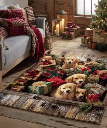 Festive Golden Nest Luxe Area Rug - Elegant Metallic Accent, Low-Pile Soft Rug For Living Room, Entryway & Holiday Decor