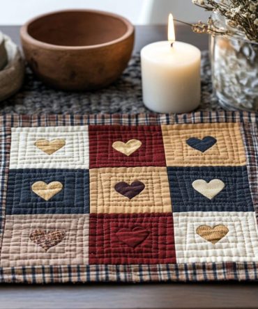 Festive Patch Quilted Holiday Placemat — Colorful Patchwork Table Mat, Reversible Design, Thick Padded Cotton, Machine-Washable & Seasonal Entertaining Ready
