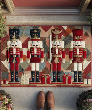 Festive Sentinels Holiday Doormat — Decorative Coir Welcome Mat With Winter Figures, Durable Non-Slip Porch Rug For Seasonal Cheer