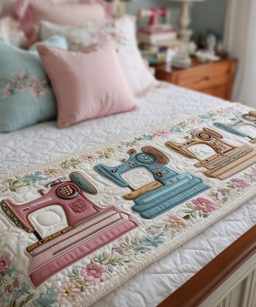 Festive Threads Quilted Bed Runner - Colorful Holiday & Celebration Bed Scarf, Textured Quilting For Seasonal Styling, Lightweight & Easy Care