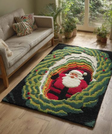 Festive Tunnel Holiday Rug — Playful Train Tunnel Design Area Rug For Kids’ Rooms, Playrooms & Seasonal Decor, Soft & Durable