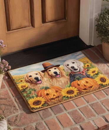 Field Golden Retriever Welcome Mat – Rustic Coir Doormat With Outdoor Scene, Durable Porch Decor For Country Homes & Dog Fans
