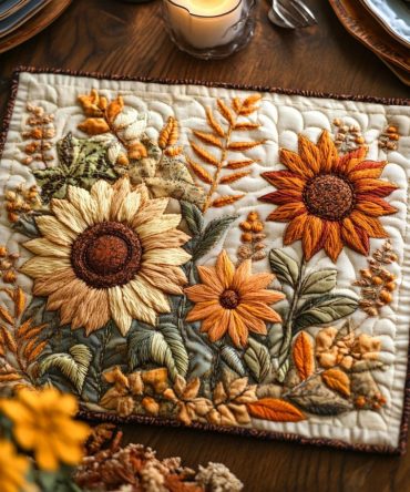 Meadow Joy Quilted Dining Placemat — Floral Table Accent, Stain-Resistant & Padded for Everyday Use and Seasonal Entertaining