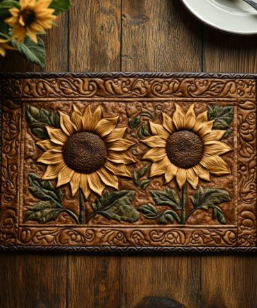 Fields of Gold Quilted Place Mat - Warm Harvest Floral Table Mat for Autumn Entertaining & Cozy Farmhouse Dining