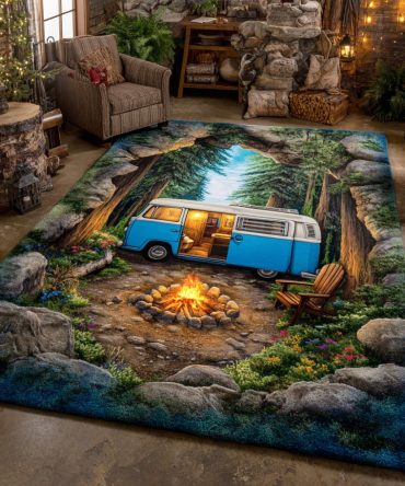 Firelight Meadow Area Rug — Warm Autumnal & Holiday Floral Area Rug For Living Room, Bedroom & Entry With Plush Comfort