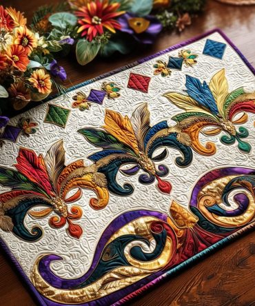 Fleur Fusion Quilted Placemat — Chic Floral Pattern, Premium Cotton Blend, Reversible, Heat-Resistant, Modern Dining Accessory