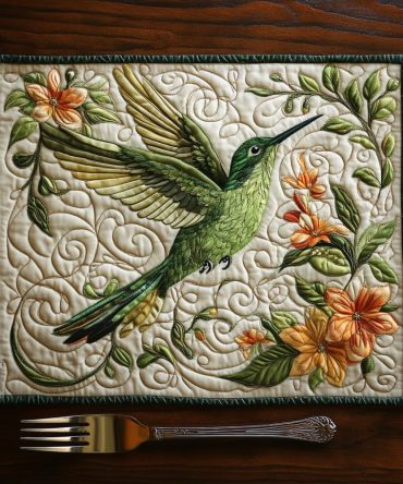 Flight Of Joy Quilted Placemats - Colorful Butterfly Table Accent, Durable Cotton Dining Mats, Machine Wash Friendly