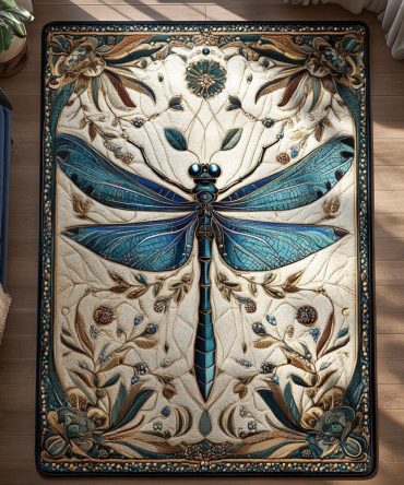 Ethereal Floating Wings Decorative Rug — Soft Low-Pile Floral Motif Area Rug With Non-Slip Backing For Living Room & Nursery