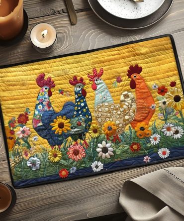 Botanical Floral Quilted Placemat — Vibrant Garden Table Mat for Dining, Reversible, Durable & Machine-Washable Home Accent