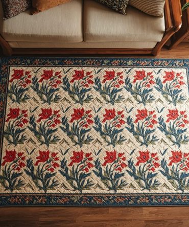 Vintage Floral Charm Area Rug — Elegant Bloom Pattern Rug For Living Room, Bedroom Or Entryway With Durable Low-Pile Finish
