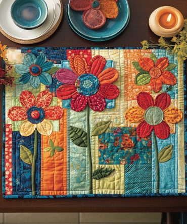 Vintage Floral Charm Quilted Placemat — Elegant Flower Table Mat for Dining Room & Kitchen, Stitched Protection, Machine-Washable & Gift-Ready