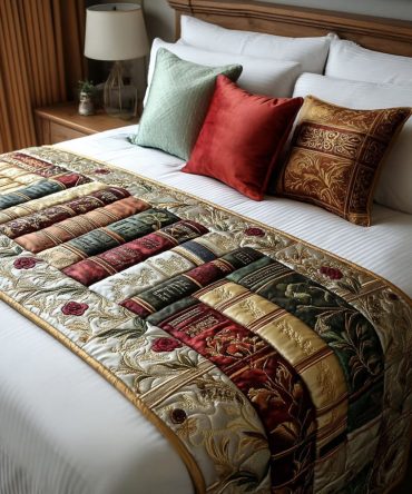 Floral Fiction Decorative Quilted Bed Runner — Vibrant Botanical Print Bed Scarf, Lightweight Cotton, Ideal For Spring & Summer Bedroom Decor