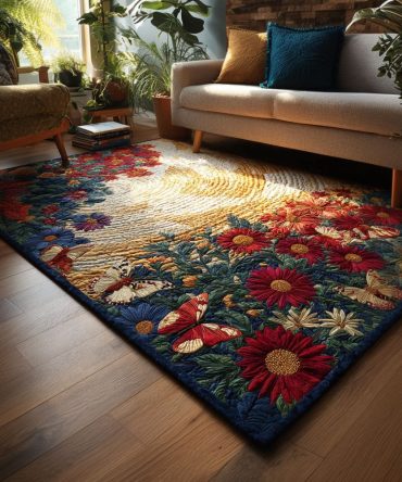 Floral Harmony Soft Rug — Serene Botanical Area Rug With Subtle Hues, Plush Low-Pile Comfort & Stable Backing For Busy Homes