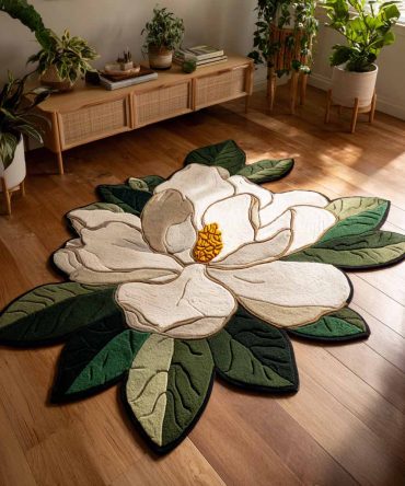 Custom Floral Haven Shaped Rug — Unique Blossom-Shaped Area Rug, Customizable Sizes & Soft Pile For Playrooms, Dorms & Boho Spaces