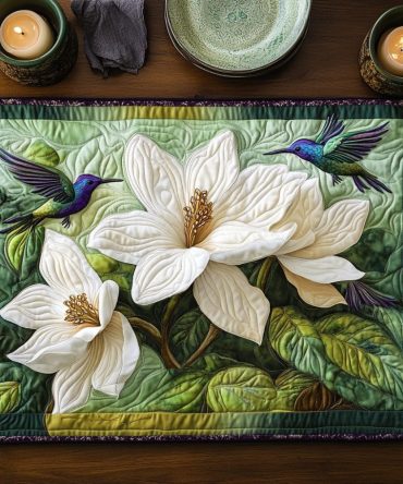 Floral Haven Quilted Placemats - Garden-Inspired Table Protectors, Cotton Blend Dining Mats, Machine Washable Home Accent