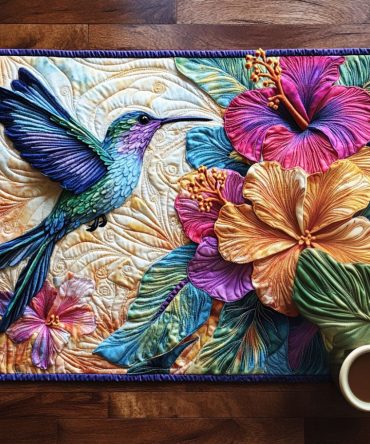 Floral Serenade Quilted Placemat — Elegant Botanical Table Mat With Vibrant Blooms, Plush Quilting, Durable Cotton-Blend, Machine Washable For Everyday & Special Occasions