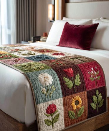 Floral Whisper Lane Quilted Bed Runner — Subtle Bloom Bed Scarf For Delicate, Feminine Bedrooms, Lightweight & Easy Care