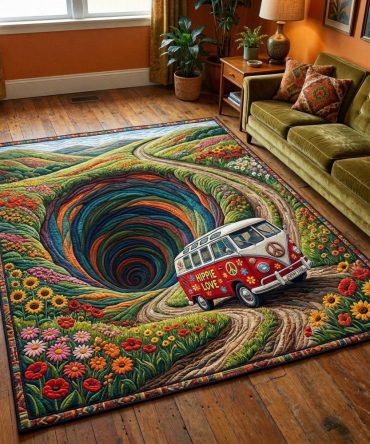 Flower Power Path Runner Rug — Vibrant Boho Floral Runner, Durable Non-Slip Hallway & Stair Tread Accent For High Traffic Areas