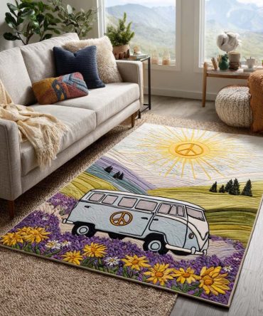 Flower Road Area Rug — Colorful Floral Accent Rug For Living Rooms, Kids’ Bedrooms & Bohemian Home Décor, Low-Pile Easy Care
