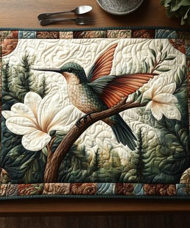 Butterfly Flutter Quilted Placemat — Delicate Fluttering Beauty Table Mat, Quilted Dining Accent for Romantic & Garden-Style Tables