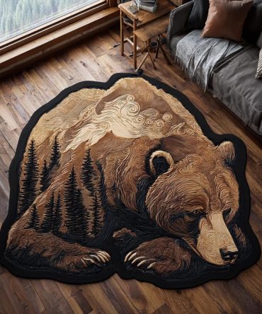Forest Bear Custom Shape Rug — Playful Bear-Shaped Area Mat, Soft Non-Slip Accent For Kids’ Rooms, Nursery & Themed Spaces