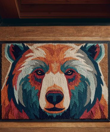 Forest Bear Outdoor Welcome Mat — Woodland Bear Coir Doormat, Durable Non-Slip Porch Rug For Cabins And Rustic Homes