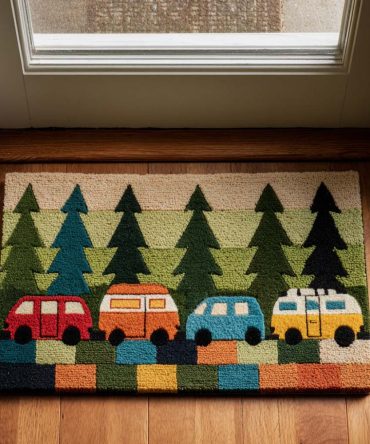 Forest Drive Welcome Mat - Scenic Woodland Doormat For Front Door, Heavy-Duty Outdoor Non-Slip Porch Rug, Stylish Nature Entrance Accent