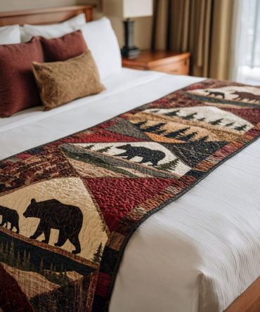 Forest Echo Quilted Bed Runner - Woodland-Inspired Cabin Throw For Queen & King Beds, Reversible, Cozy Textured Accent