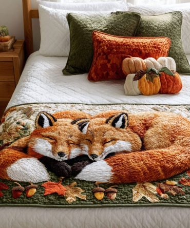 Forest Flame Quilted Bed Runner — Rustic Woodland Accent Throw With Warm Tones, Durable Quilted Runner For Cabin & Home Bedrooms