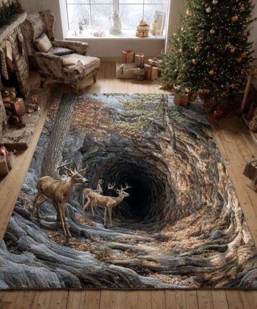 Guardian Forest Decorative Area Rug — Intricate Nature Motif Low-Pile Rug For Living Room, Cabin & Office — Multiple Sizes , Fast Shipping & Easy Returns