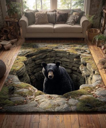 Forest Protector Low-Pile Area Rug — Transitional Woodland Pattern Rug, Stain-Resistant & Durable For Home Or Cabin — Multiple Sizes , Fast Shipping & Easy Returns