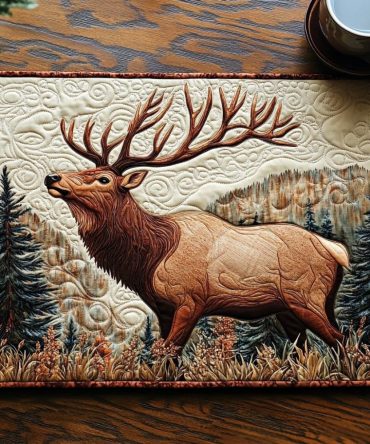Forest Guardian Quilted Placemat — Nature-Inspired Cotton Table Mat with Earthy Tones, Durable & Easy Care
