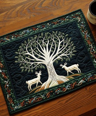 Forest Harmony Quilted Placemat — Nature-Inspired Table Decor, Padded & Heat-Resistant, Machine-Washable For Rustic Or Contemporary Dining