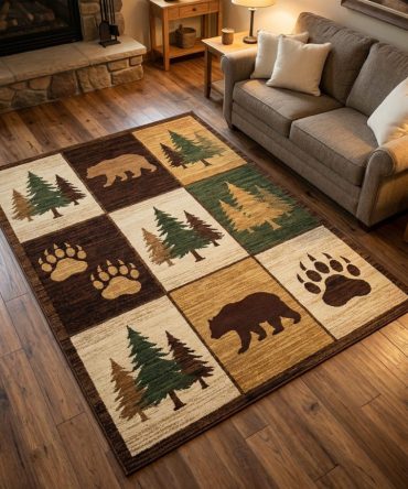 Patchwork Forest Modern Area Rug — Color-Block Woodland Low-Pile Rug For Eclectic & Contemporary Rooms, Fade-Resistant & Durable — Multiple Sizes , Fast Shipping & Easy Returns