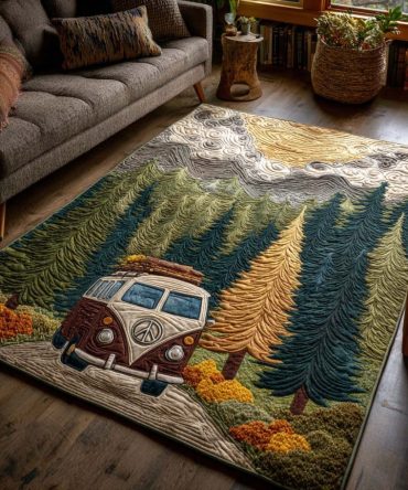 Peaceful Forest Serene Area Rug — Soothing Nature-Inspired Low-Pile Rug In Earthy Greens, Perfect For Living Room, Bedroom & Meditation Spaces — Multiple Sizes , Fast Shipping & Easy Returns
