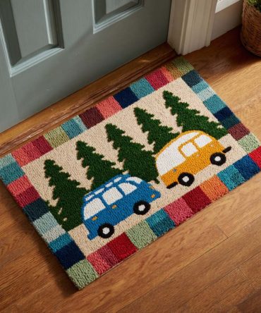 Forest Ride Doormat - Rustic Tree Line Welcome Mat For Outdoor Entrances, Durable Non-Slip Porch Rug, Perfect Gift For Nature & Camper Fans