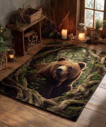 Sentinel Forest Statement Area Rug — Stately Woodland Motif Rug With Durable Low-Pile Weave For Home, Office & Cabin Decor — Multiple Sizes , Fast Shipping & Easy Returns