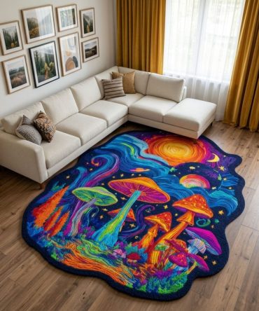 Forest Mushroom Custom-Shaped Accent Rug — Fun Shroom Design For Kids’ Rooms, Play Areas & Eclectic Spaces, Soft Low-Pile & Lightweight — Multiple Sizes , Fast Shipping & Easy Returns